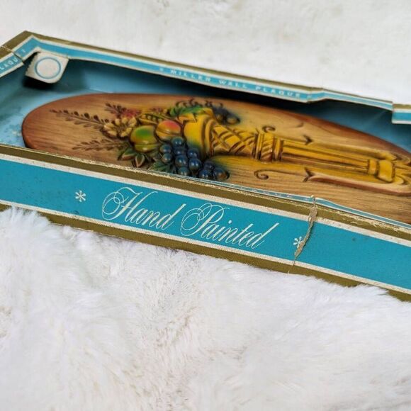 Vintage Miller Wall Plaque Hand Painted Fruit Oval Wall Hanging Home Decor NWT - Picture 3 of 6